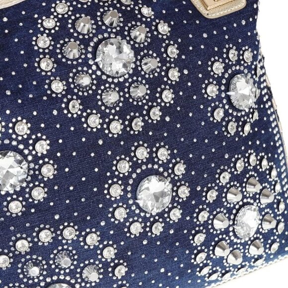 ❤️ Denim Women Shoulder Bag Crystal Rhineston Jeans Crossbody Ladies Tote Bag - Picture 7 of 7